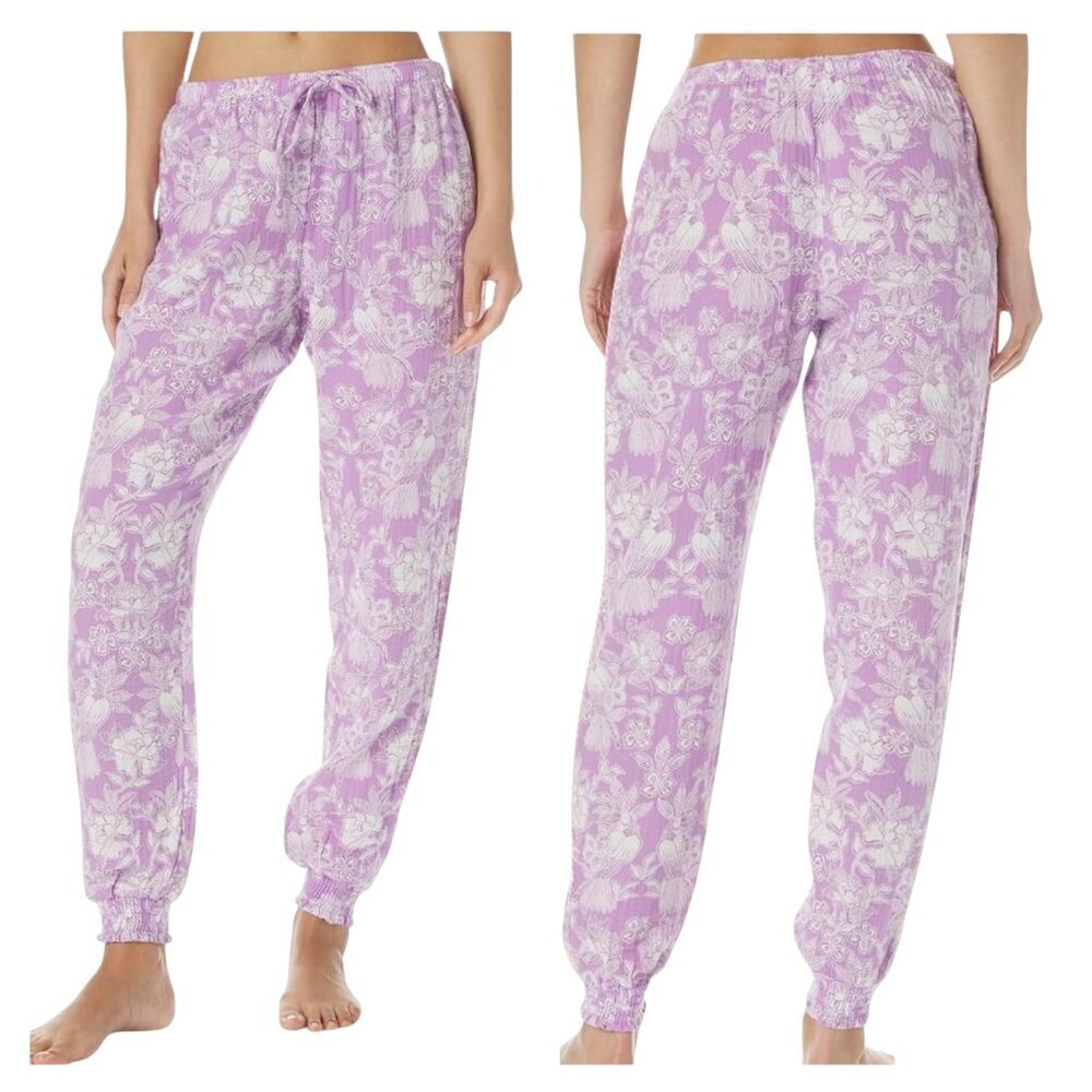 P.J. Salvage Purple Floral Cotton Pajama Pants Size 8 NWT Summer Day Banded Loun